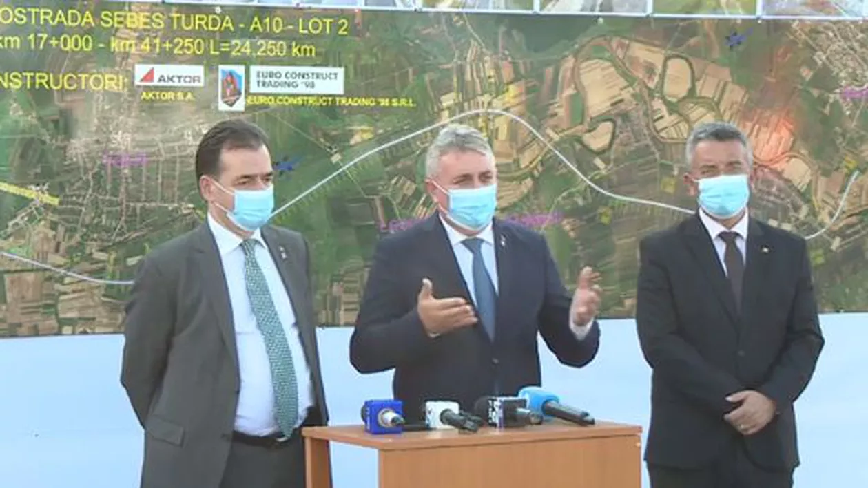 Ministrul Transporturilor: Loturile 1 şi 2 ale autostrăzii Sebeş-Turda ar putea fi gata până la sfârşitul lunii noiembrie / Lucian Bode, despre primul tronson: „Am constatat un miracol”