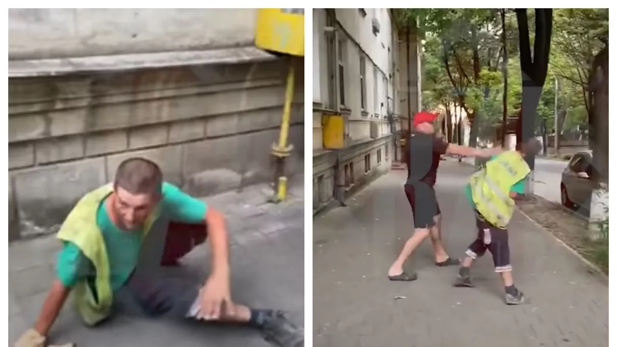 Imagini cu puternic impact! Un profesor universitar din Iași ia la bătaie un muncitor, deranjat de zgomotul utilajelor (VIDEO)
