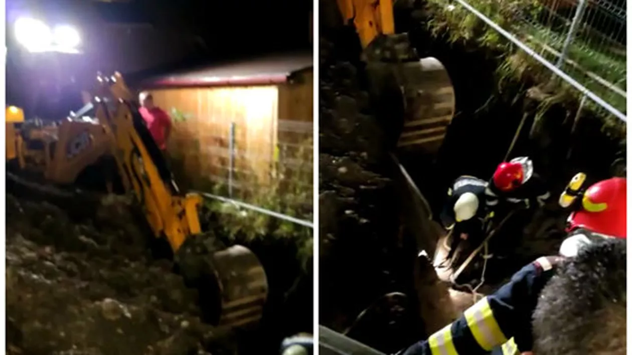 Un bărbat a fost surprins sub un mal de pământ, la o adâncime de patru metri. Bărbatul este inconştient