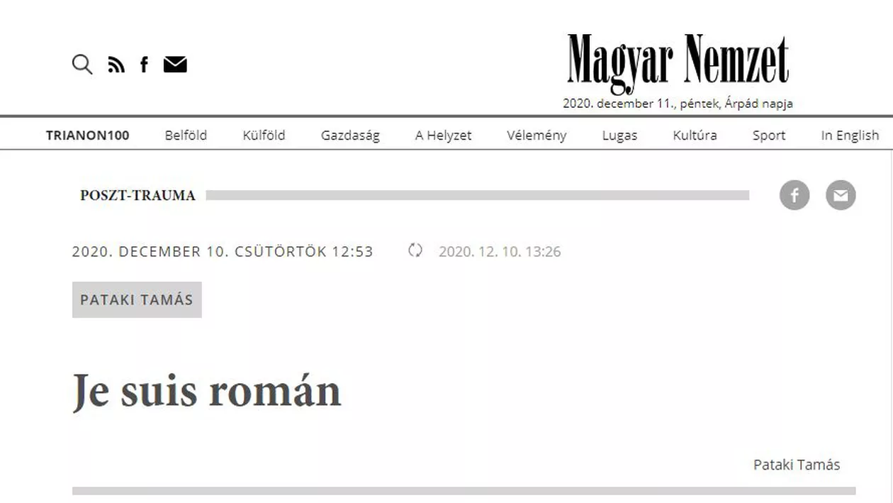 „Je suis român” - Editorial într-un ziar din Ungaria despre scandalul în care e implicat Sebastian Colțescu