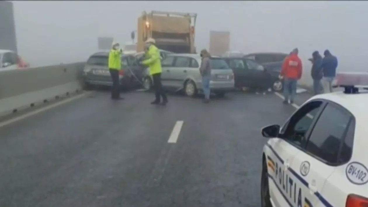 Bilanțul accidentului de pe centura ocolitoare a Brașovului crește: 23 de autoturisme implicate și 4 persoane rănite