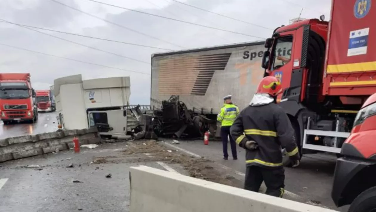 Unul dintre momentele accidentelor în lanţ de pe Centura Brașovului
