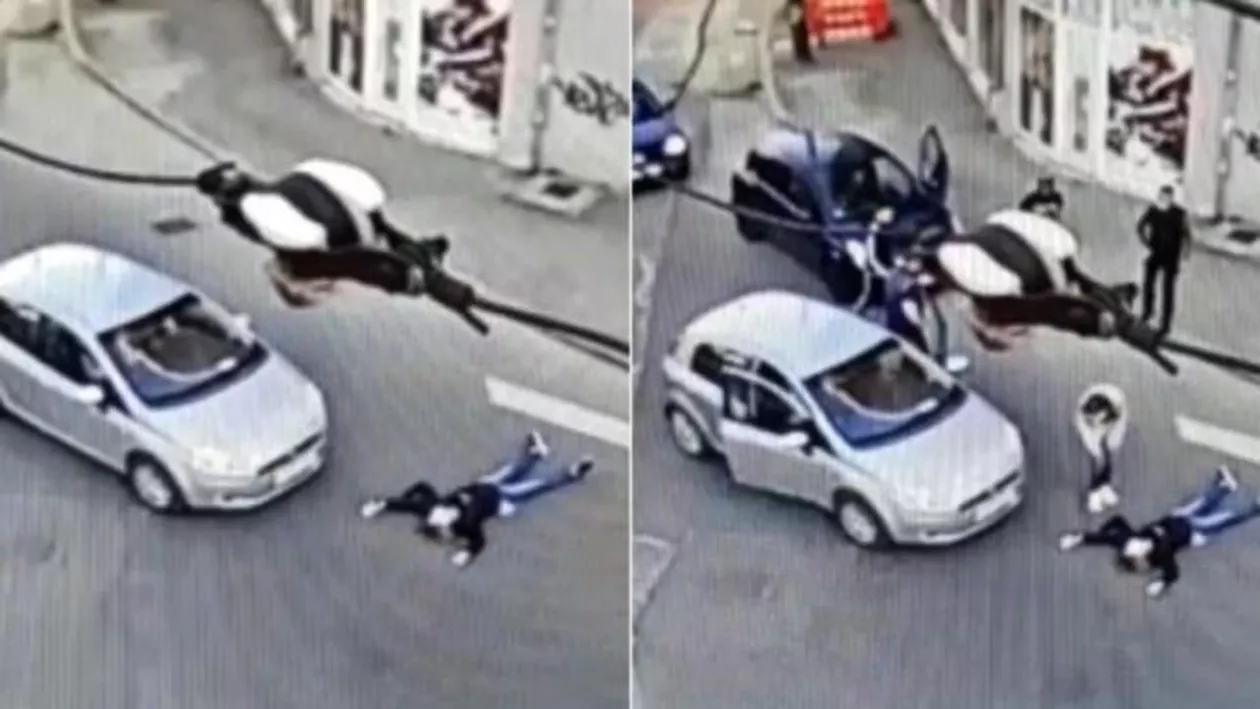 O femeie din Bucureşti a vrut să însceneze un accident, dar nu şi-a dat seama că este filmată (VIDEO)