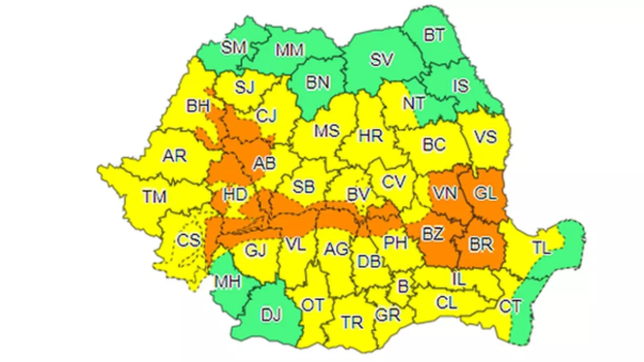 Meteorologii au emis cod portocaliu și cod galben de ploi abundente. Care sunt zonele vizate