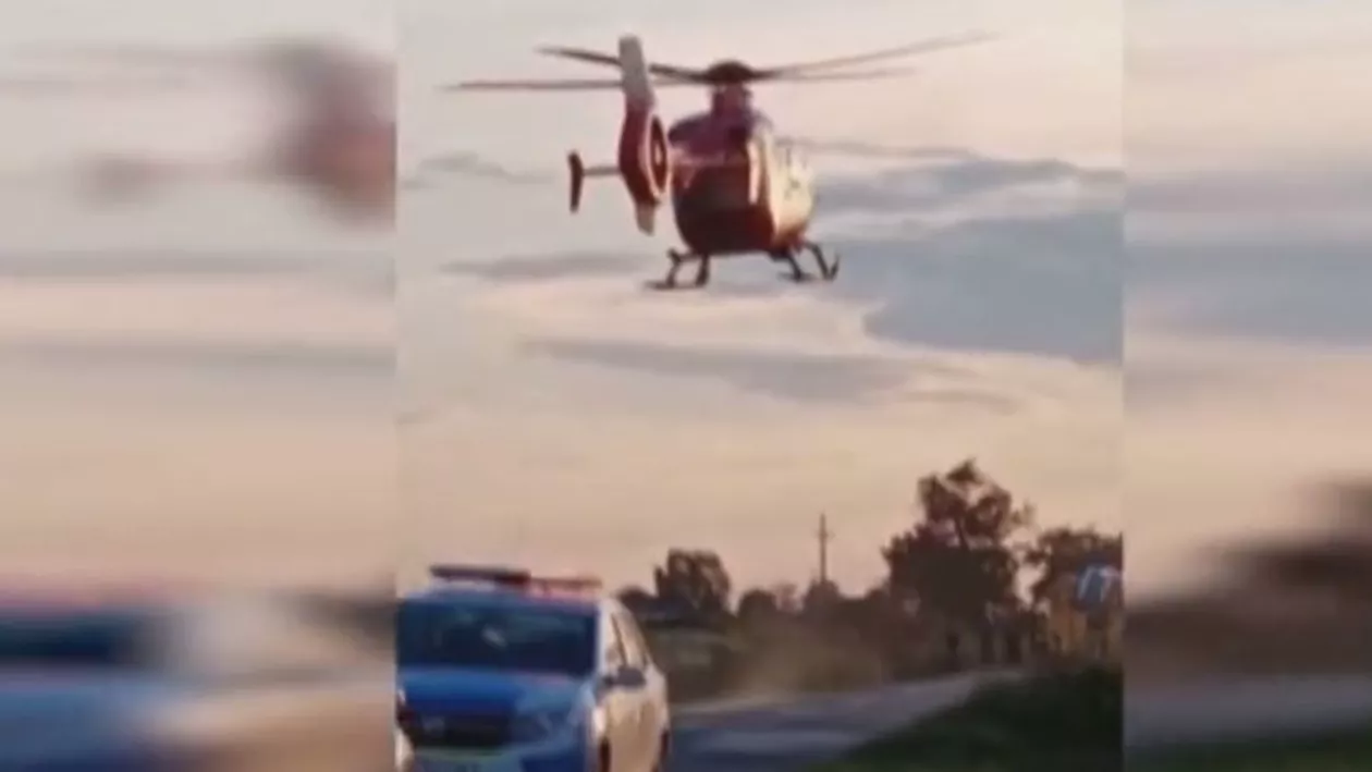Accident grav în Bihor: Un băiat de 14 ani a murit. O fată de 13 ani a fost transportată la spital cu elicopterul SMURD (VIDEO)