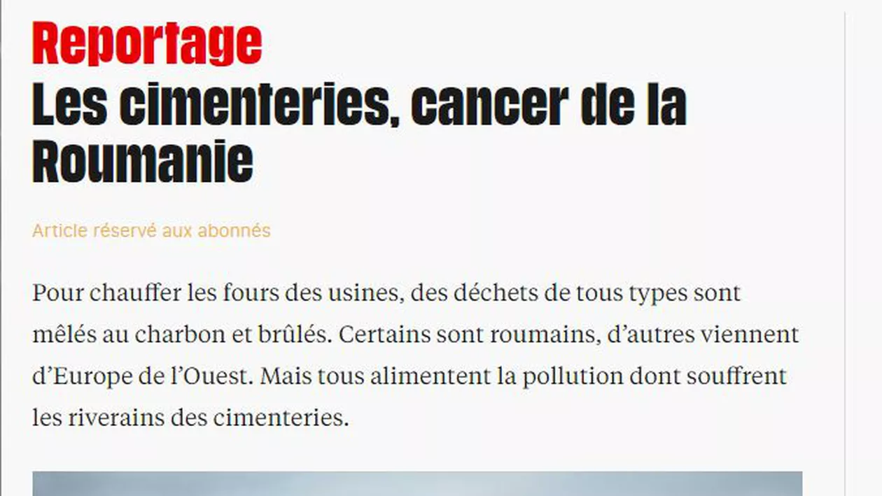 Libération: Fabricile de ciment, un cancer. Cum de acceptă România să devină pubela Europei? (VIDEO)