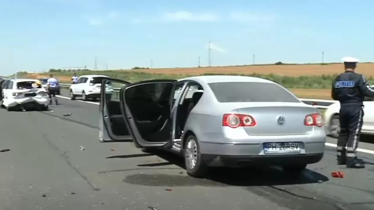Blestematul km 182! Încă un accident în lanț pe A2, chiar în zona în care a fost carambolul cu 50 de maşini