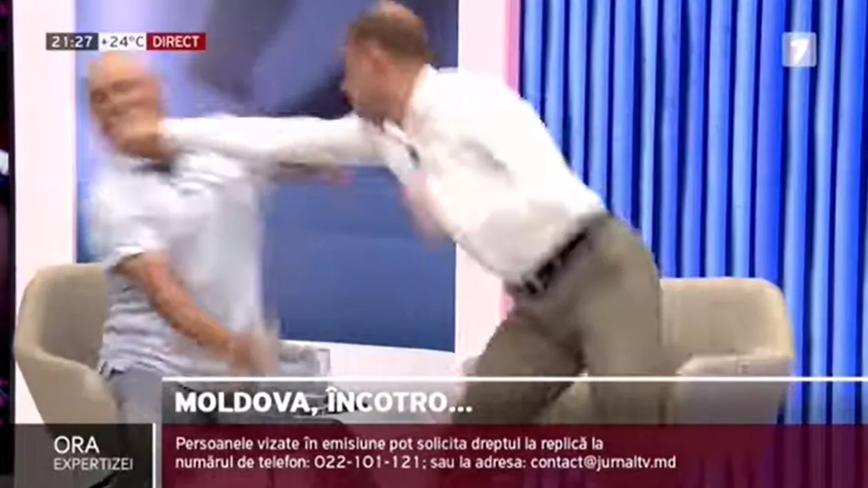 VIDEO: Bătaie între politicieni, în Rep. Moldova, într-un platou de televiziune. Fostul consilier al Maiei Sandu, printre cei implicați