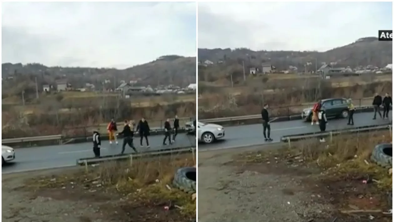 Bătaie în traficul aglomerat de pe Valea Prahovei, în zona Comarnic. În mijlocul altercației era și o femeie cu un copil mic în brațe (VIDEO)