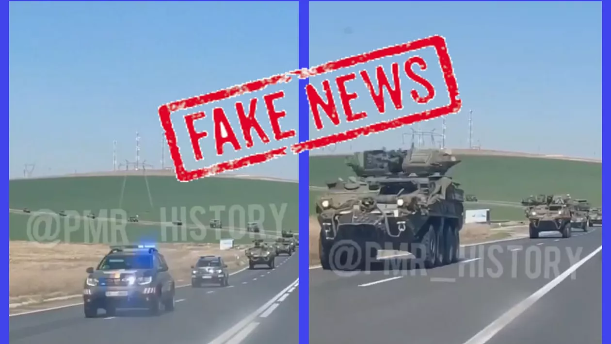 Fake news dezvăluit de MApN: O nouă știre falsă prezintă un convoi de vehicule militare SUA care s-ar deplasa din România către Ucraina