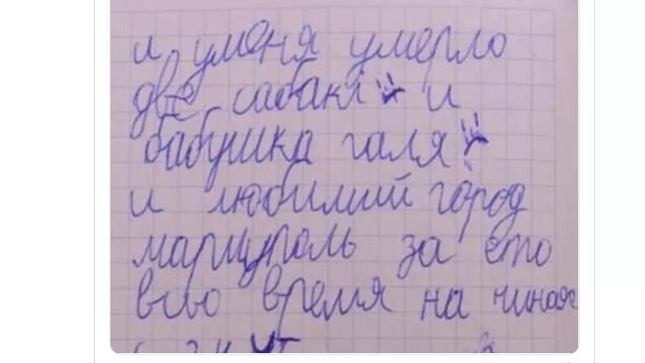 Ce a scris un copil de 8 ani din Ucraina despre război: „Mi-au murit cei doi câini, bunica mea Halya, și iubitul meu oraș Mariupol”