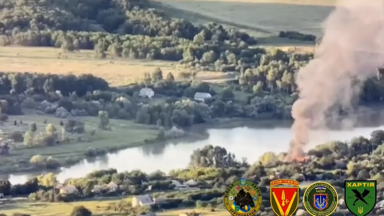 Momentul în care armata ucraineană distruge postul de comandă și observare al rușilor (video)