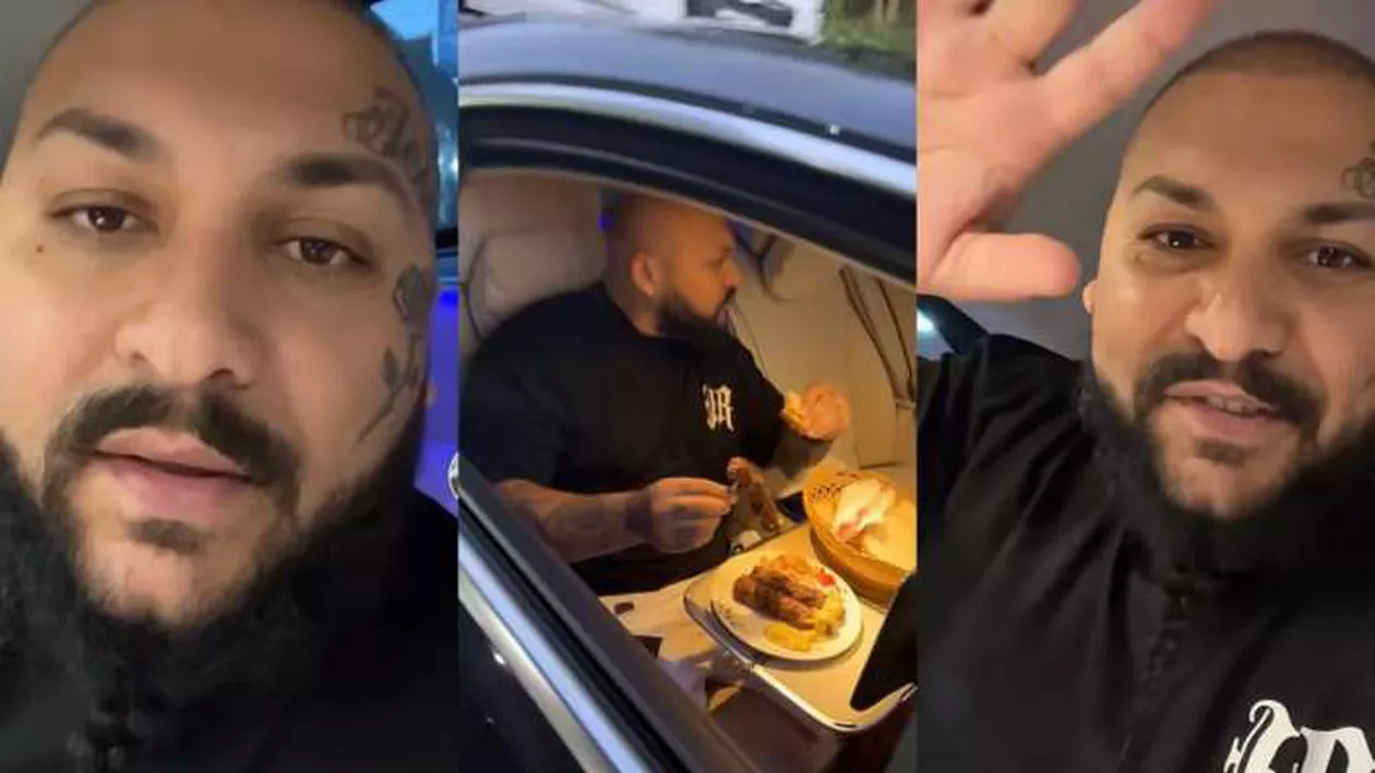 Noi imagini scandaloase cu Dani Mocanu din arestul la domiciliu. Manelistul s-a filmat în timp ce lua masa în mașină