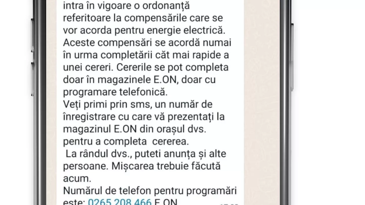 Avertisment: Mesaje false trimise clienților E.ON / „NU daţi curs acestor invitaţii”