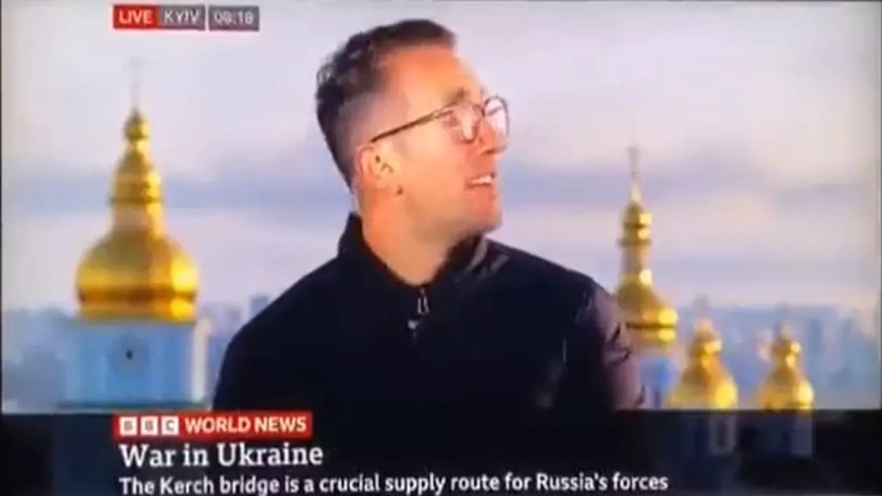 Momentul bombardamentelor de la Kiev, surprins în direct la BBC (VIDEO)