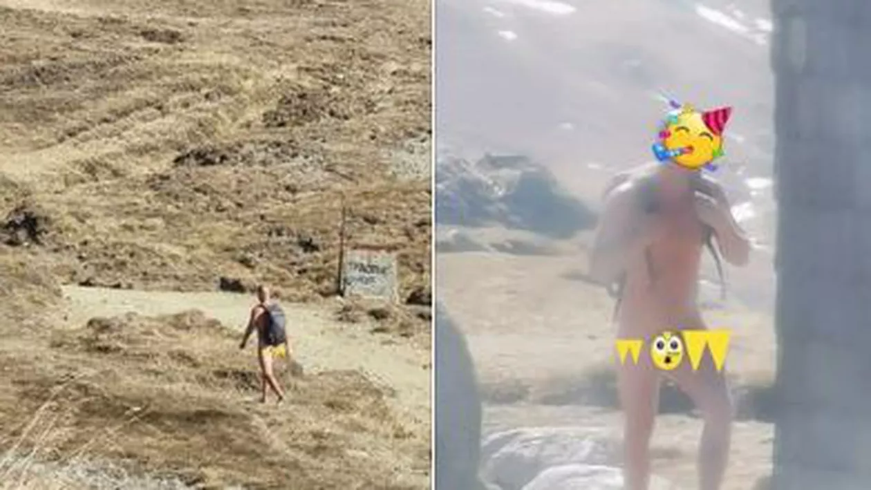 Imagini șocante surprinse de salvamontiști: Turist dezbrăcat, la Vârful Omu, pentru a se bronza în octombrie