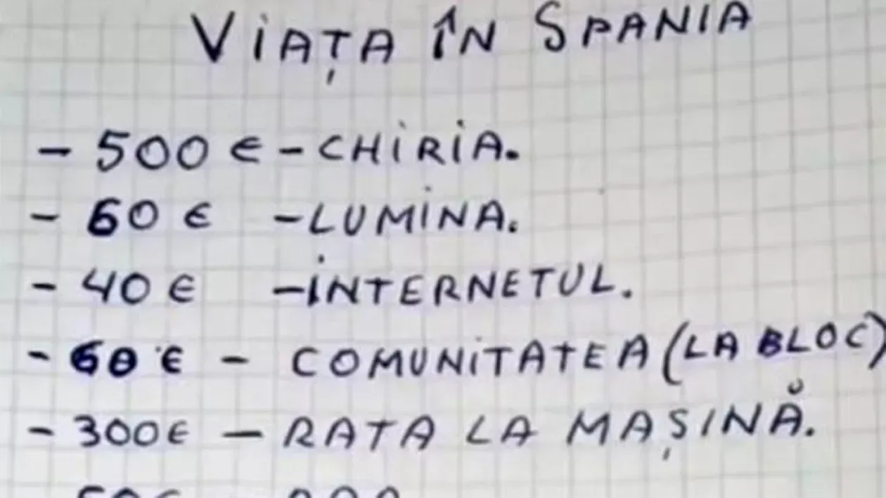 Câți bani costă să trăiești o lună în Spania. Un român a făcut întreg calculul: „Dacă ne mai trebuie, ne împrumutăm!”