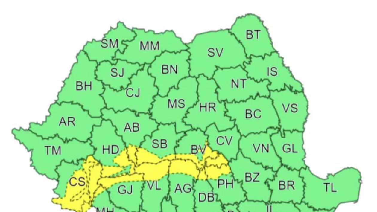 Cod galben în mai multe zone ale țării. La noapte va ninge viscolit în munți