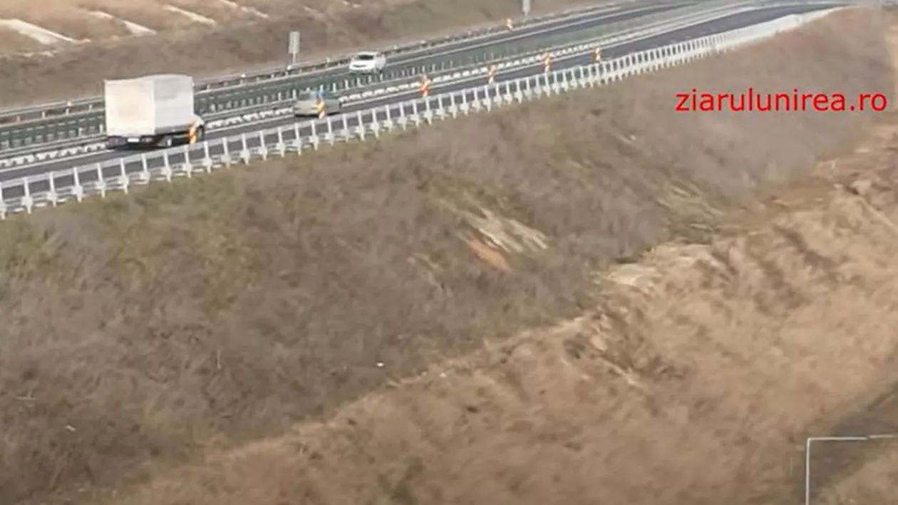 O porțiune din Autostrada A10 Sebeș-Turda o ia la vale, deși a fost inaugurată recent (VIDEO)