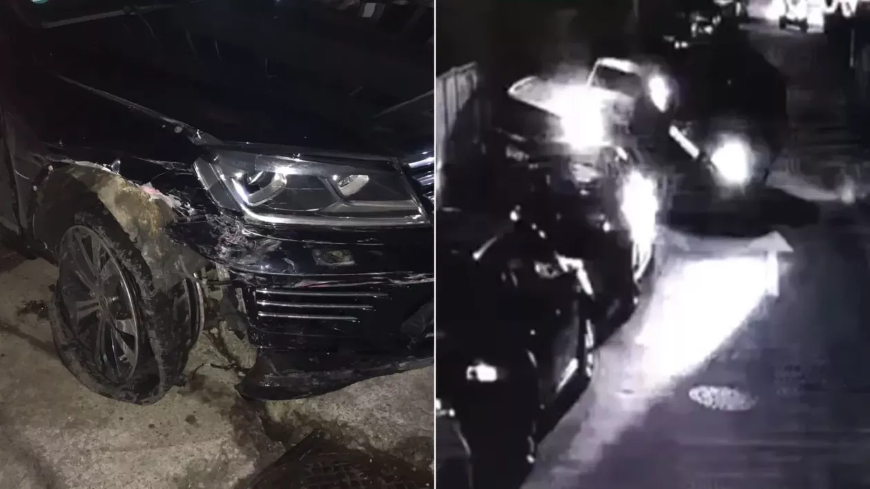 Sibiu: Opt mașini parcate au fost spulberate, în toiul nopții, de un șofer bucureștean / Bărbatul a fugit fără urmă de la locul faptei