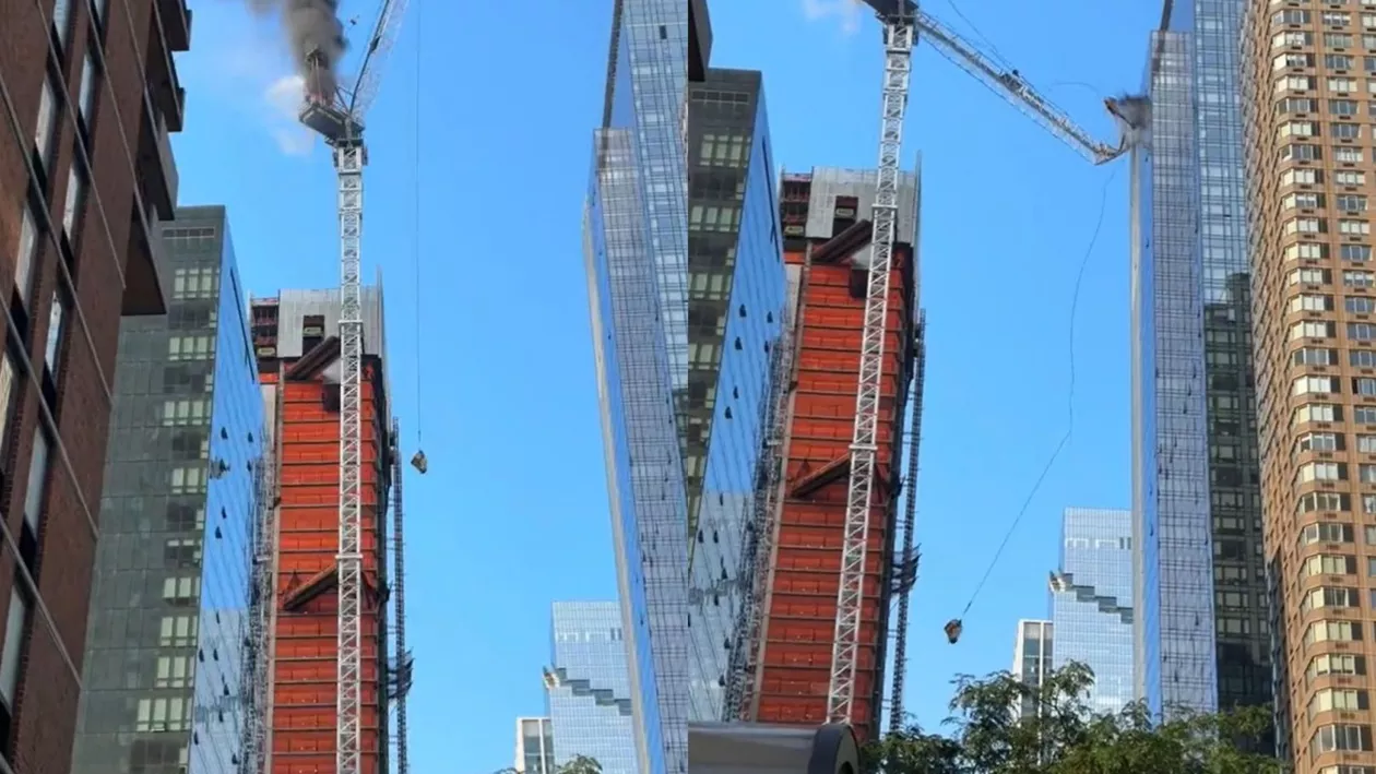 Cel puțin cinci persoane au fost rănite după ce o macara a luat foc și s-a prăbușit, în New York (VIDEO)