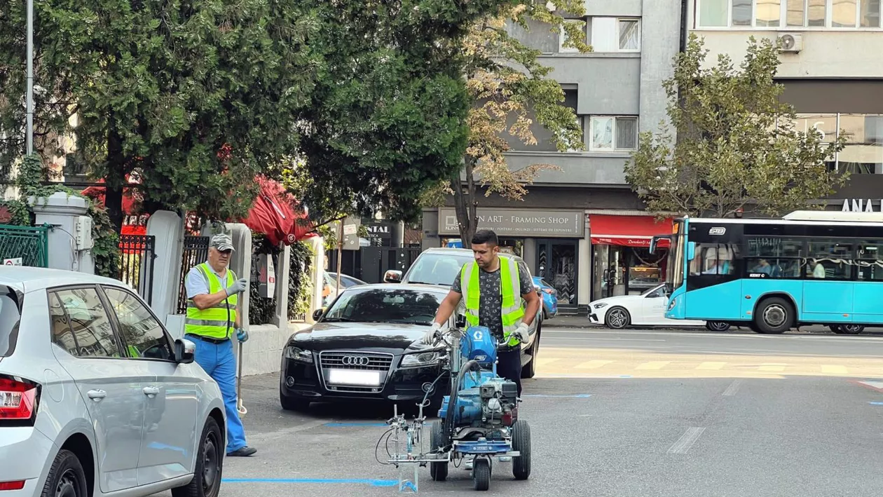200 de locuri noi de parcare vor fi trasate în această săptămână în zona Dorobanți din Capitală