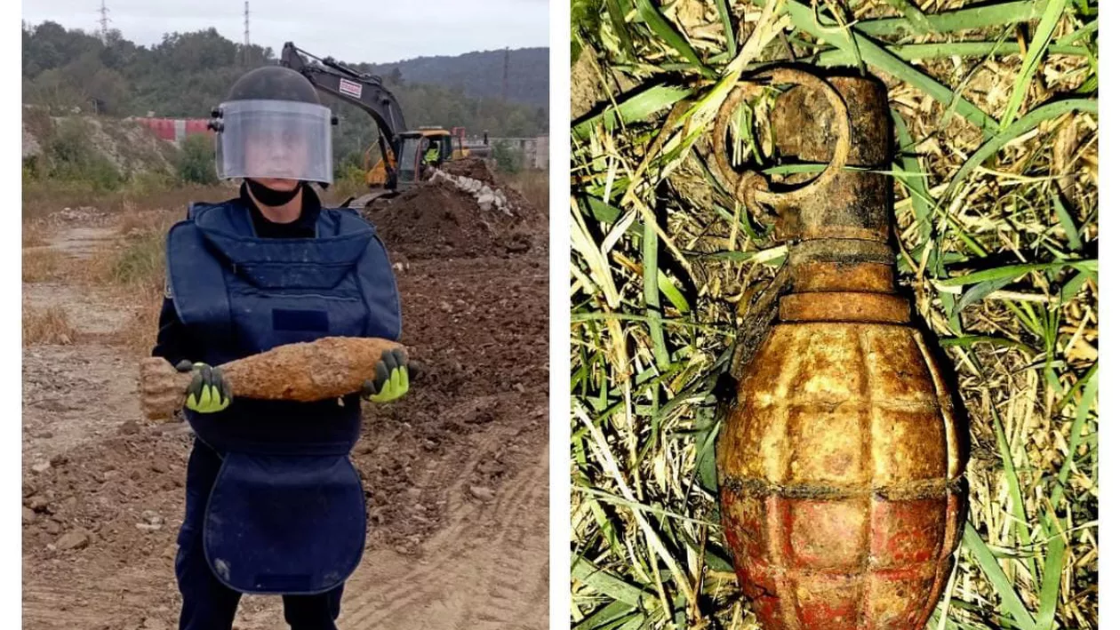 O bombă de aruncător neexplodată, descoperită într-un oraș din România. Ce avertisment au dat pirotehniștii