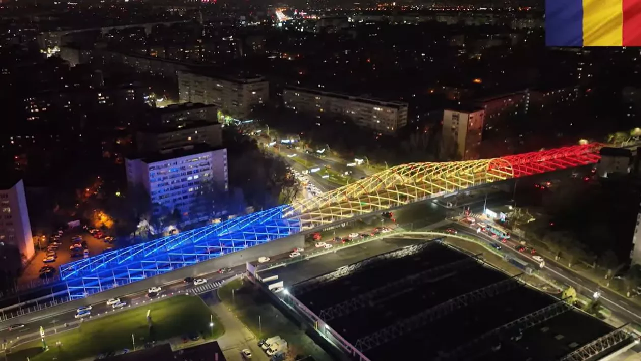Pasajul Europa Unită din Sectorul 4, iluminat în roșu, galben și albastru (VIDEO)