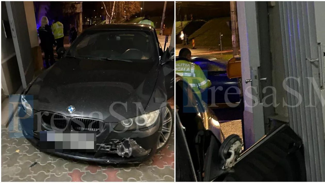 Un șofer beat a intrat cu BMW-ul direct în sediul Poliției Locale Satu Mare