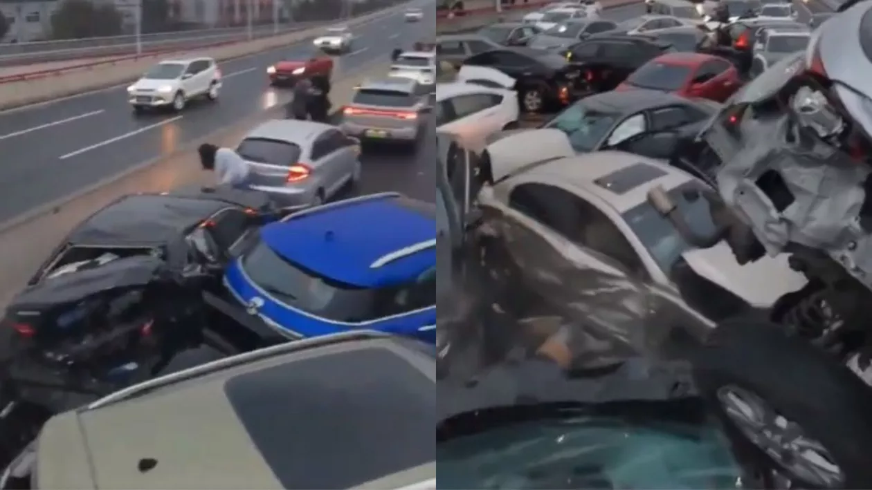 Carambol cu peste 100 de mașini implicate pe o stradă acoperită de gheață, în China / Mai multe persoane au fost rănite