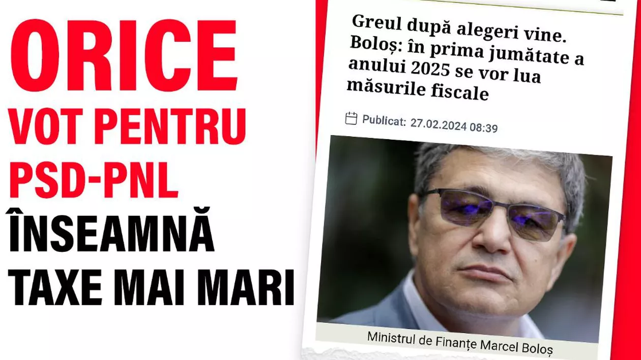 Cătălin Drulă (USR): Un vot pentru PSD-PNL este un vot pentru taxe mai mari. A spus-o chiar ministrul PNL al Finanțelor, Marcel Boloș