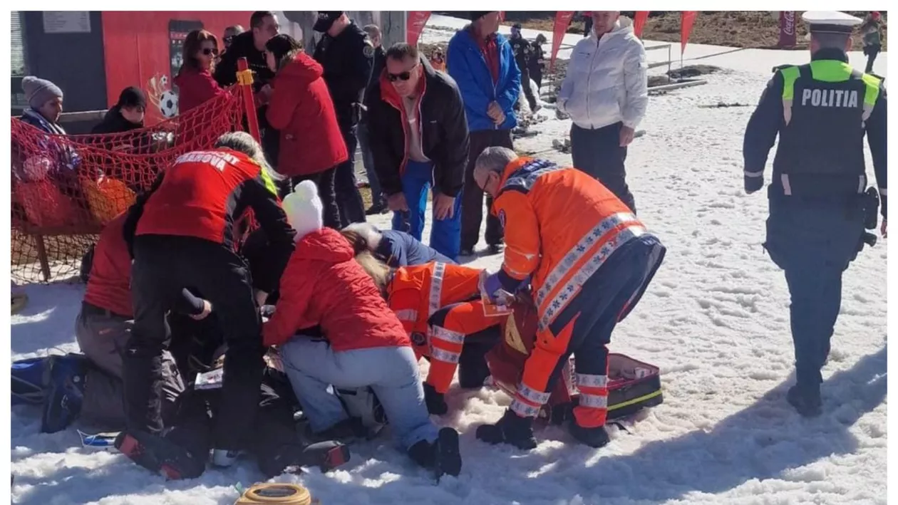 Clipe de coșmar pe pârtia din Azuga. Un turist a făcut stop cardiac