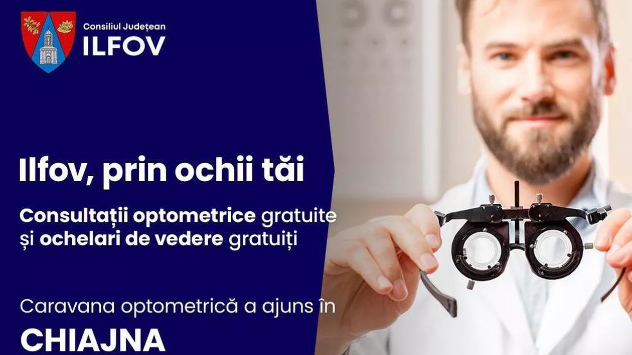 CJ Ilfov: Programul „Ilfov, prin ochii tăi” ajunge în Chiajna / Până acum, peste 13.000 de persoane au beneficiat de consultații optometrice gratuite și peste 21.500 de perechi de ochelari au fost prescrise