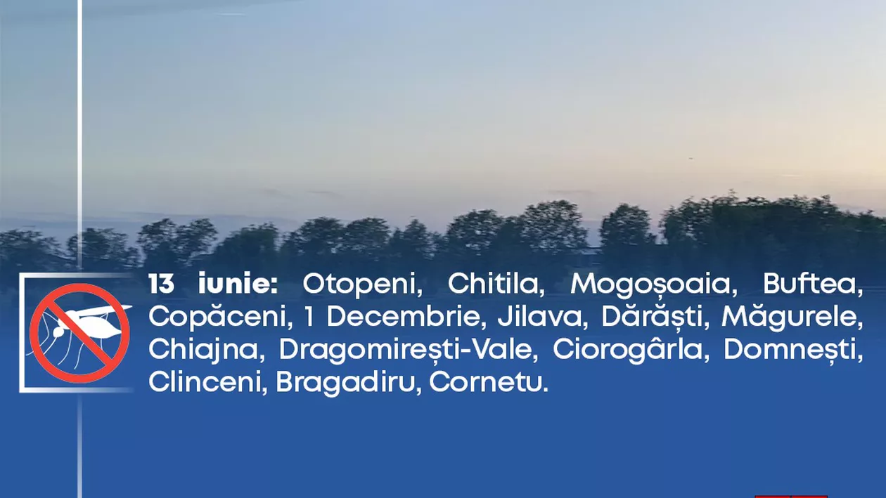 Campania “Ilfov fără țânțari” se desfășoară joi în 16 localități