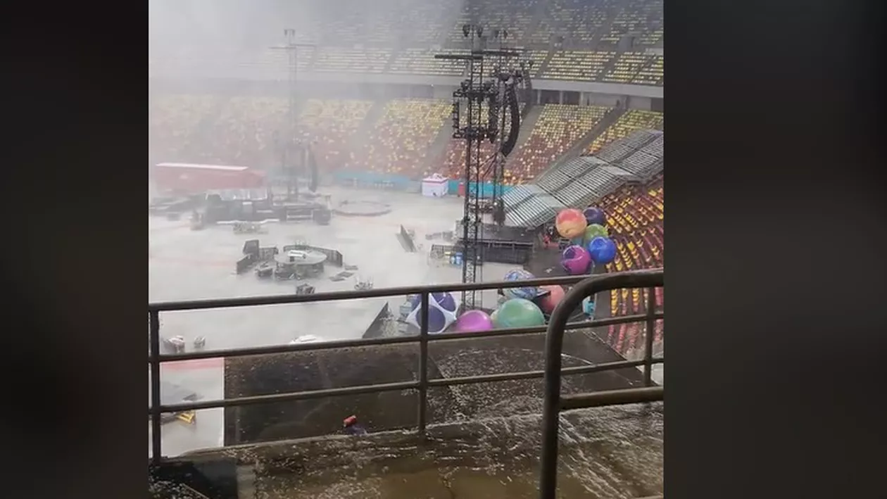 A fost inundație pe Arena Națională, după concertul Coldplay. Aproape 400 de intervenții ISU în Capitală și localități din Ilfov