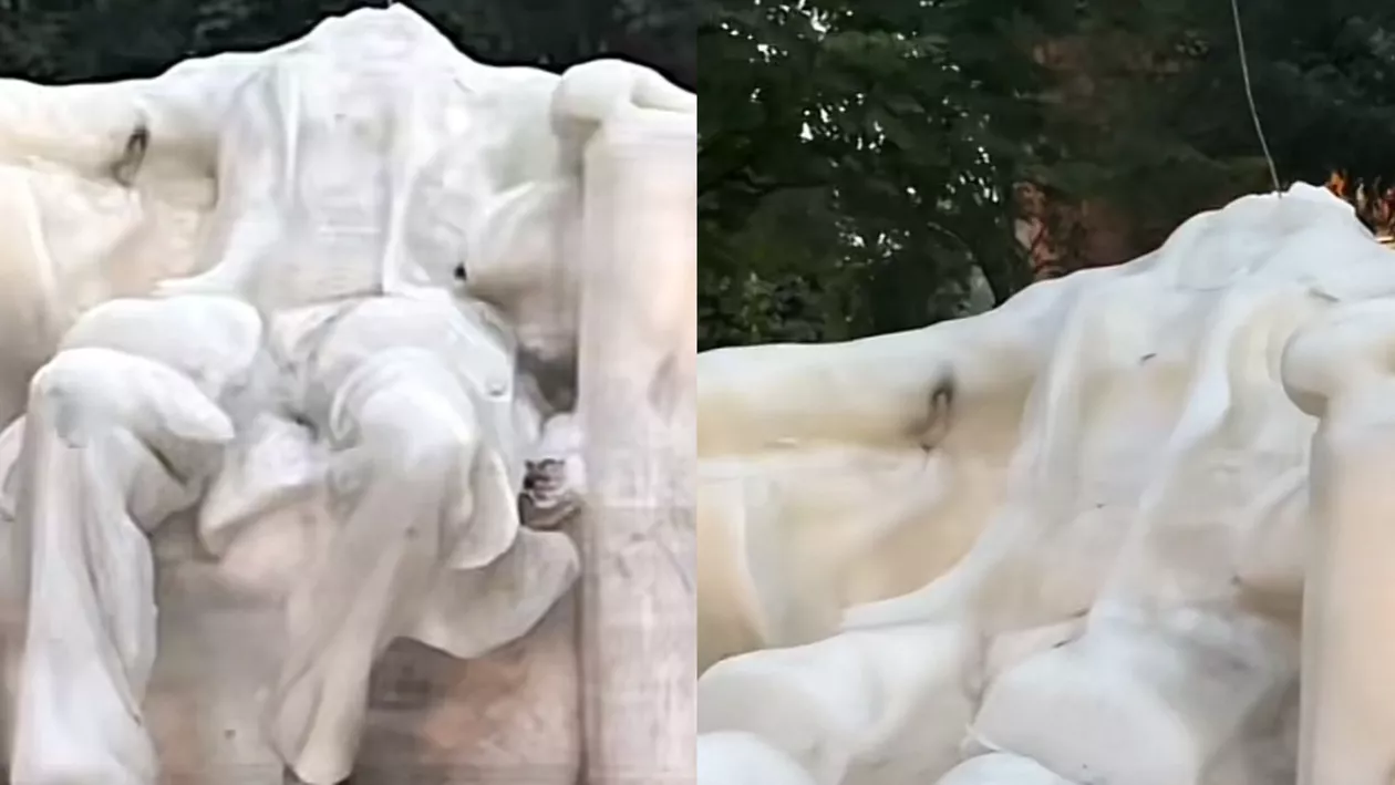 Statuie de ceară a lui Abraham Lincoln, topită de temperaturile extreme din Washington D.C.