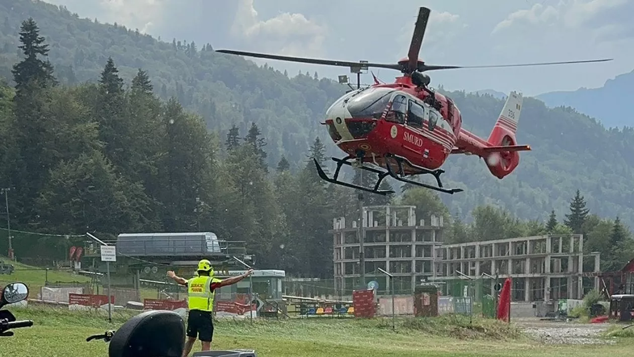 Un copil a suferit un accident grav pe un traseu de mountain-bike din Azuga. A fost solicitată intervenția unui elicopter SMURD