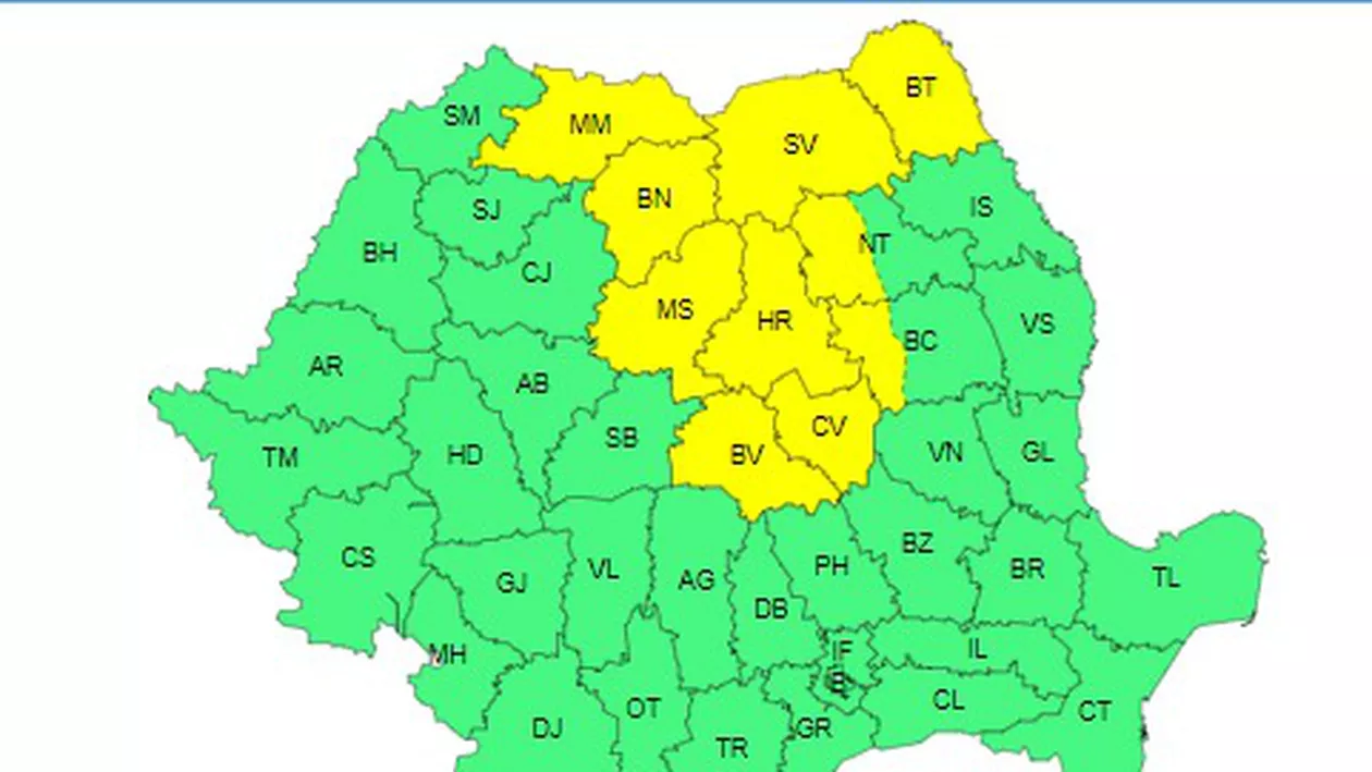 ANM, mesaj de vreme severă. 10 județe intră sub avertizare de cod galben de ploi și vijelii