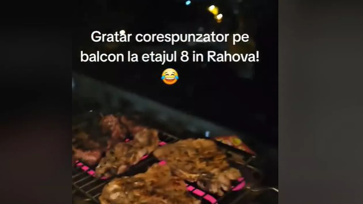 Imagini virale: Un bucureștean a făcut grătar pe fereastră, la etajul 8: „Ceafă de porc și mititei. Am avut poftă”