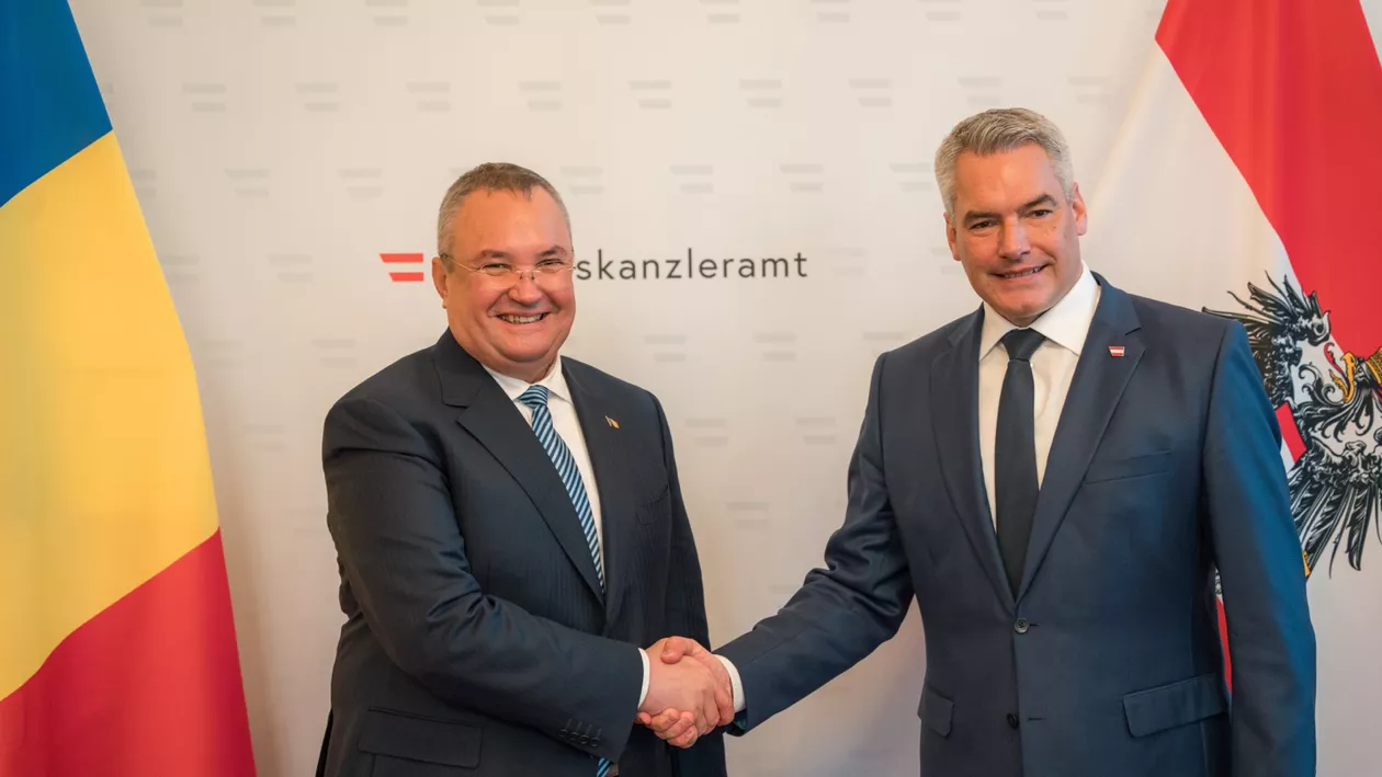 Nicolae Ciucă, întâlnire-surpriză cu cancelarul Austriei, Karl Nehammer: Vom avea foarte curând susținerea Austriei pentru intrarea deplină în Schengen!