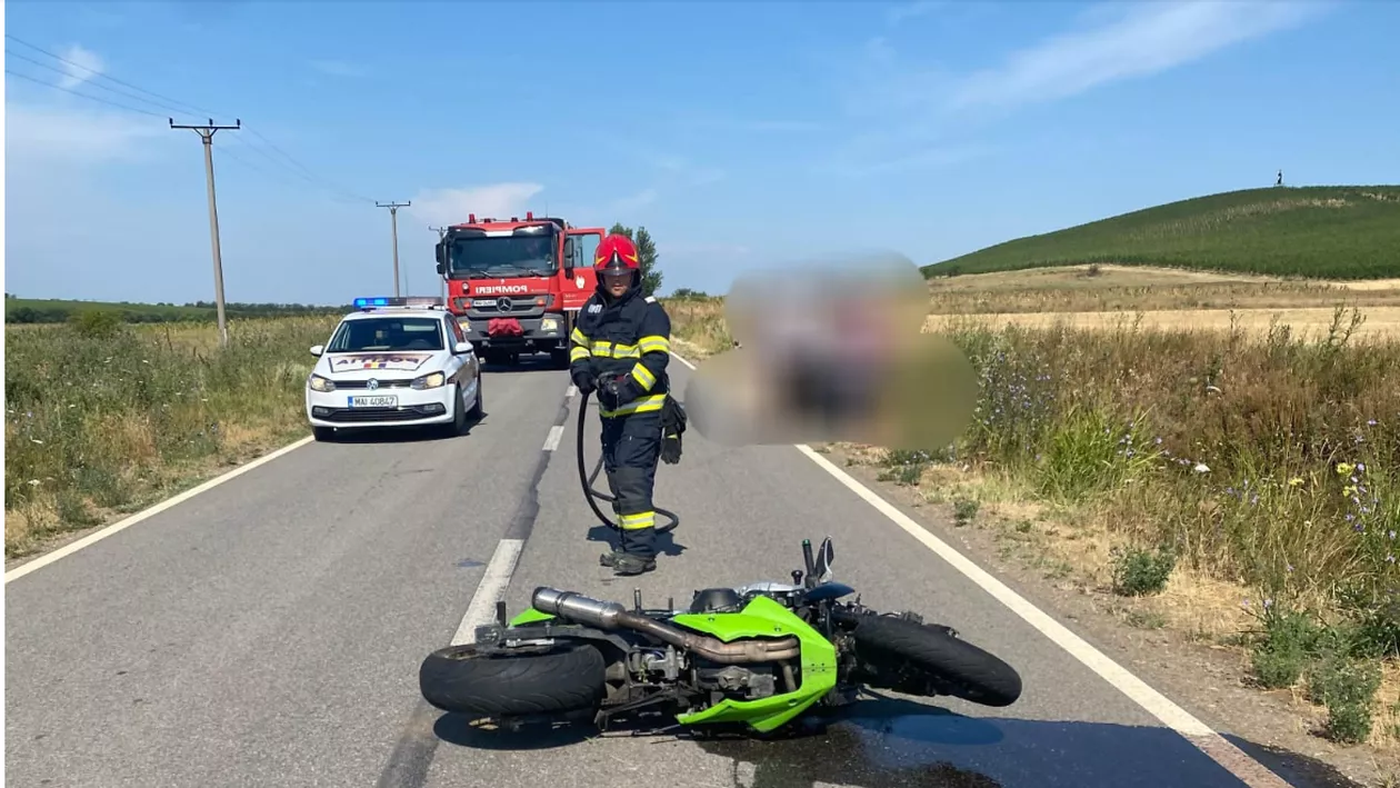 Accident extrem de grav pe un drum județean. Un motocilcist se află între viață și moarte