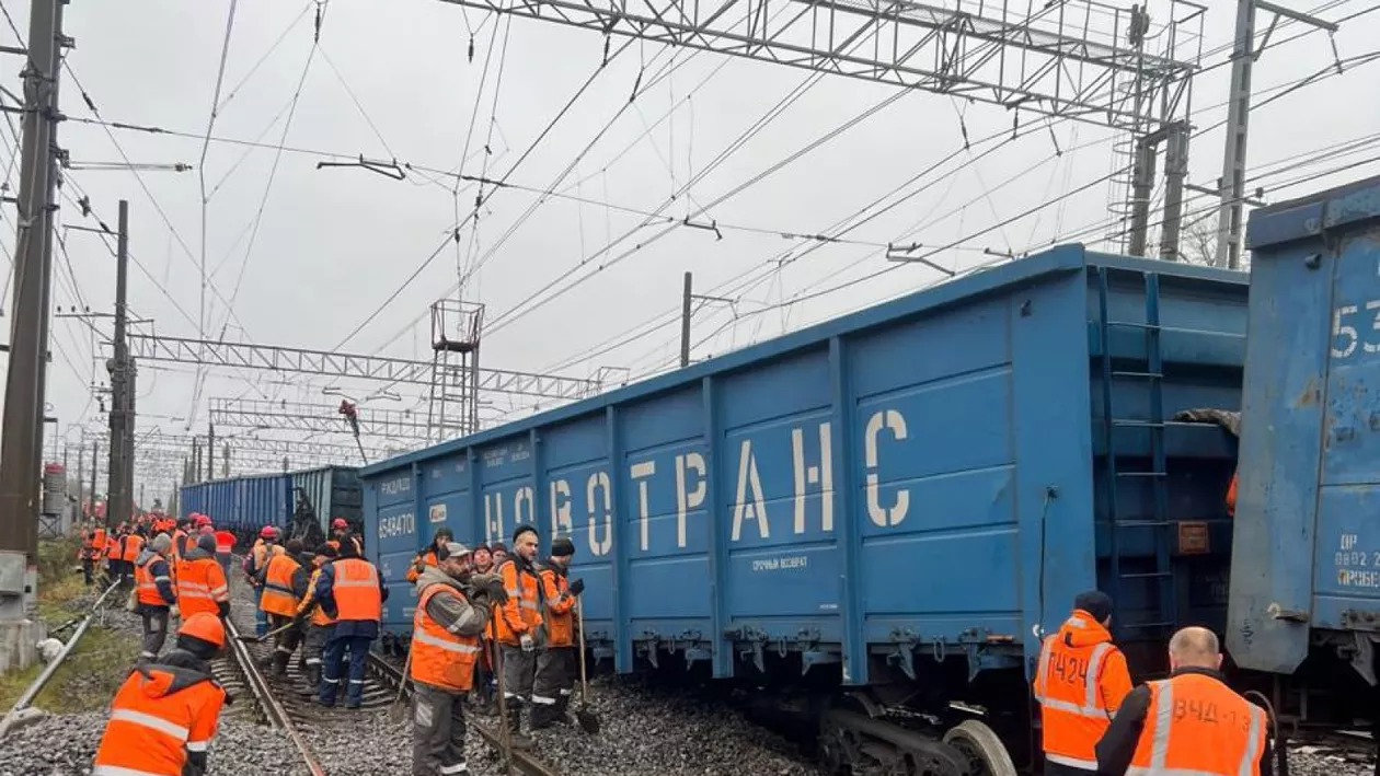 Sabotaj pe calea ferată în Rusia. Partizanii au aruncat în aer un tren cu echipament militar