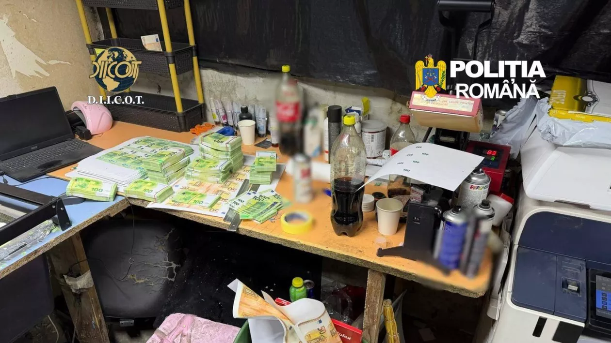 Rețea de falsificatori destructurată de DIICOT Iași după o operațiune amplă. Cum ajungeau bancnotele false în Europa (FOTO)