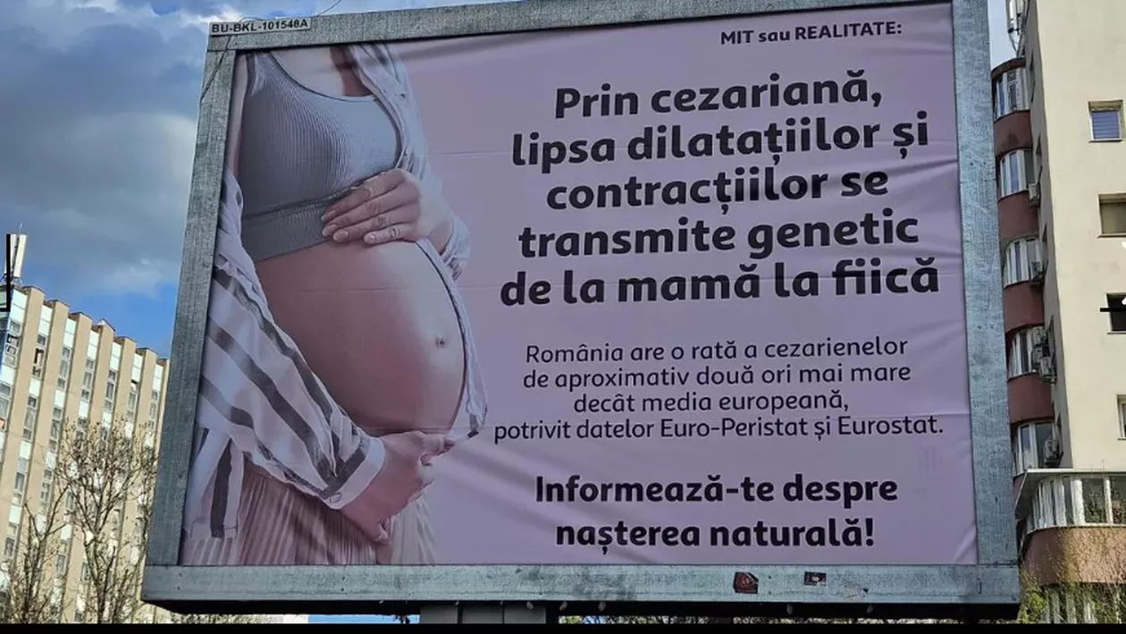 Panourile cu mesaje anti-cezariană, retrase din Capitală la solicitarea Primăriei București