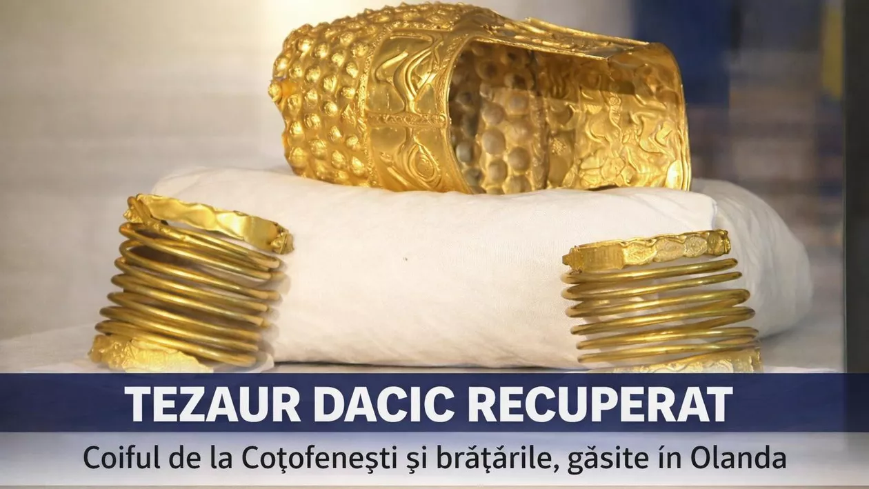Primele imagini cu coiful dacic de la Coțofenești și brățările de aur, după ce au fost recuperate. În ce stare sunt acestea (FOTO, VIDEO)