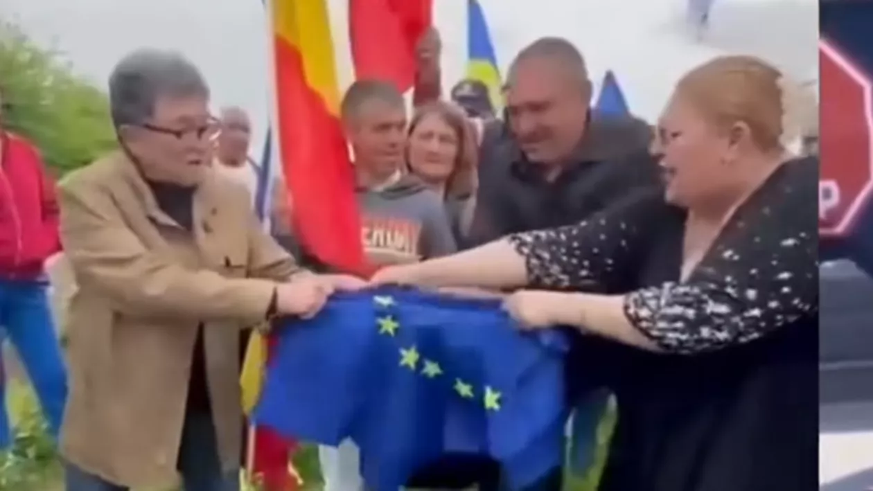 Diana Șoșoacă șochează din nou. Ce a făcut cu steagul UE în văzul tuturor. Momentul a fost filmat (VIDEO)