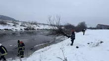 Incident dramatic pe malul Someșului. Doi copii au căzut în apa înghețată. Cum se desfășoară misiunea de salvare (FOTO, VIDEO)