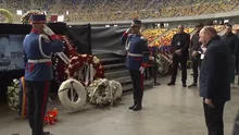 Traian Băsescu a mers la Arena Națională. Fostul președinte, omagiu pentru Mircea Lucescu (VIDEO)