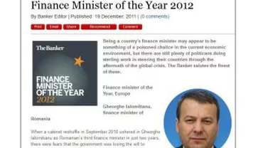 Gheorghe Ialomițianu, desemnat „Ministrul de Finanțe al anului” de publicația „The Banker”