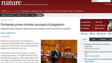Revista Nature: Premierul Victor Ponta este acuzat de plagiat și ar putea demisiona